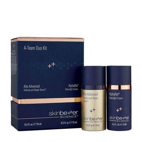 A-Team Duo Advanced Kit: (1) AlphaRet Overnight Cream (15ml), (1) Alto Advanced Defence and Repair Serum (15ml)